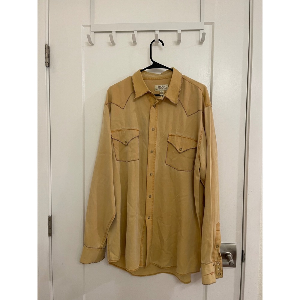 Vintage Ryan Michael Pearl Snap Silk Shirt Western Mens Cowboy Festival